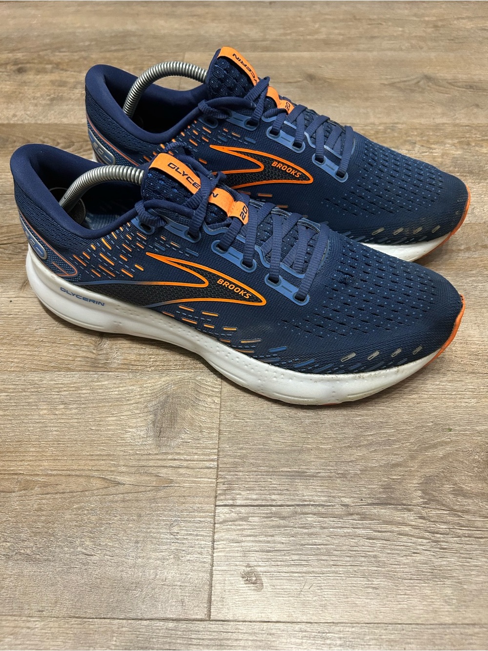 Brooks Glycerin GTS 20 Men's Size 10.5 Running Shoes Navy/Orange Low Top